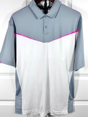 Nike Golf Tour Performance Dri-FIT Colorblock Polo Pink Trim Tennis Men’s Large
